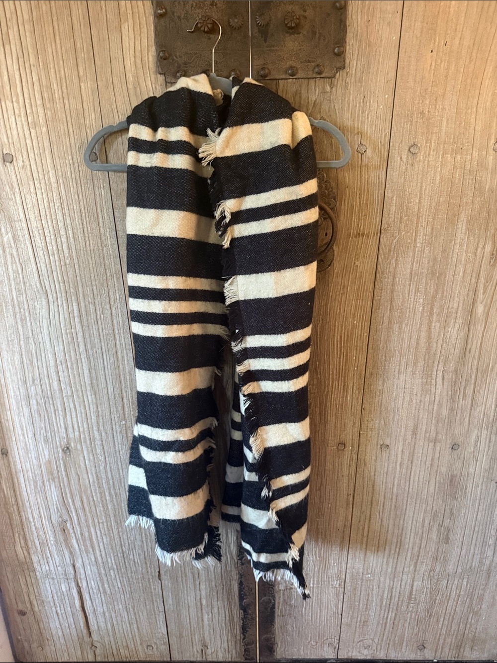 Black and Cream Striped Cozy Scarf